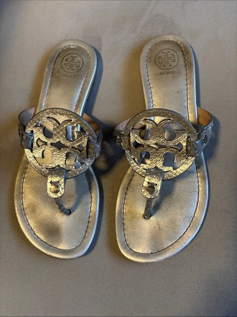 Tory Burch Miller Silver Sandals